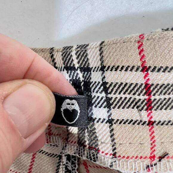 Nasty Gal Collection Pants Woman's 10 Tan Black Red Check Cuffed Legs - Picture 10 of 11